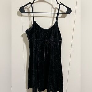 Y2K 90 Possessed black velvet ribbon stretch slip dress Junior size 3 XS small